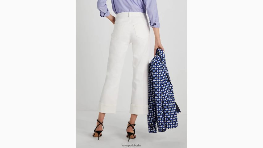 de Kate Spade Frauen Jeanshose mit weitem Bein und Bündchen Weiß NB82J2766 Bekleidung