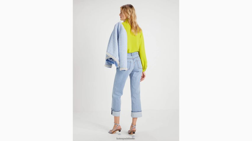 de Kate Spade Frauen Jeanshose mit weitem Bein und Bündchen helles Indigo NB82J2769 Bekleidung
