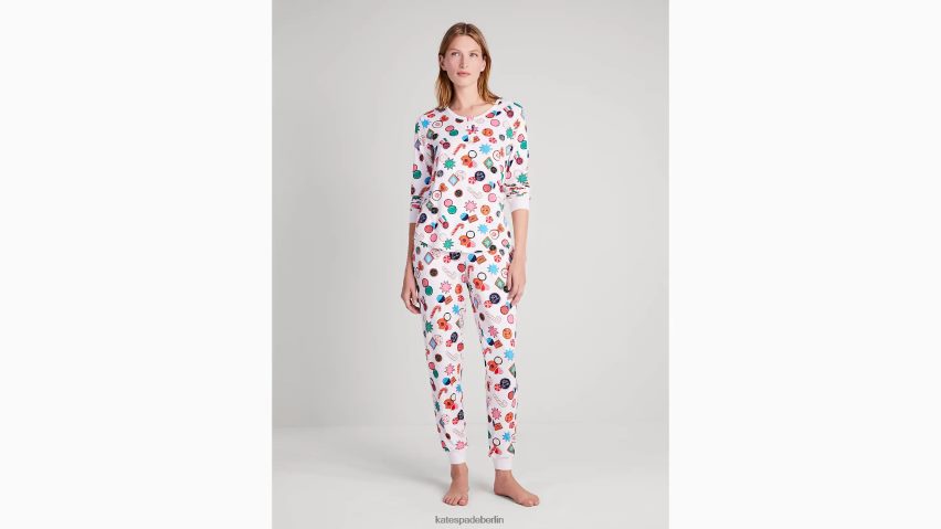 de Kate Spade Frauen Jogger-Pyjama-Set Urlaubsgeist-Druck NB82J2855 Bekleidung
