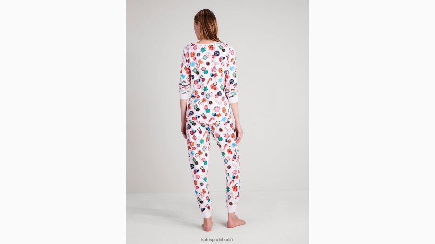 de Kate Spade Frauen Jogger-Pyjama-Set Urlaubsgeist-Druck NB82J2855 Bekleidung