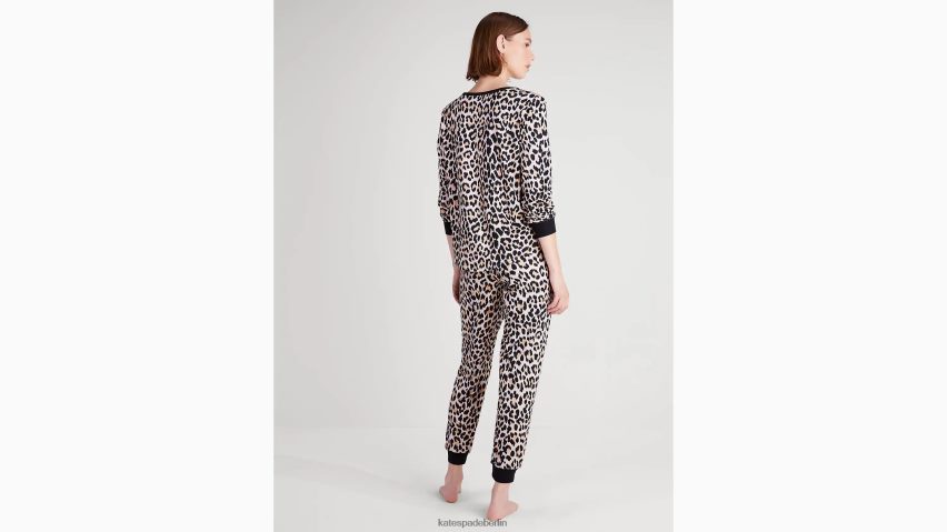 de Kate Spade Frauen Jogger-Pyjama-Set klassischer Leopardenmuster NB82J2874 Bekleidung
