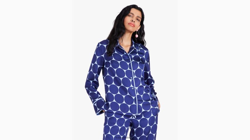 de Kate Spade Frauen Joy Dot-Hemd aus Seidentwill Citrinblau NB82J2924 Bekleidung