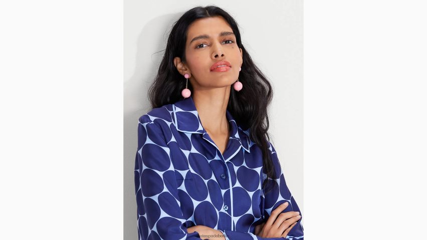 de Kate Spade Frauen Joy Dot-Hemd aus Seidentwill Citrinblau NB82J2924 Bekleidung