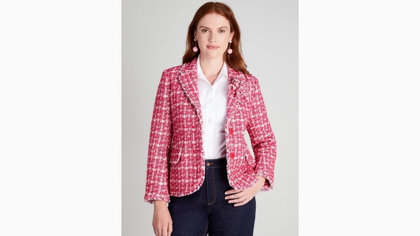 de Kate Spade Frauen Karierter Tweed-Blazer rosa multi NB82J2946 Bekleidung