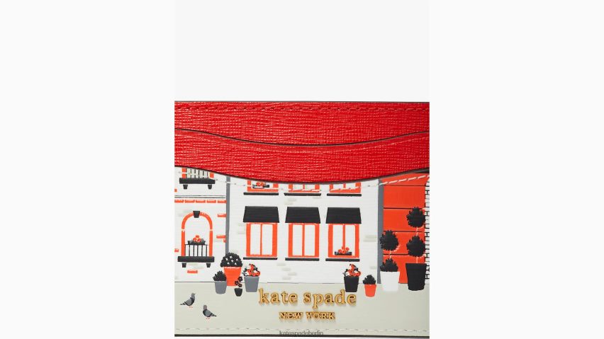 de Kate Spade Frauen Kartenetui aus scheibengeprägtem Leder leuchtend rotes Multi NB82J2418 Zubehör