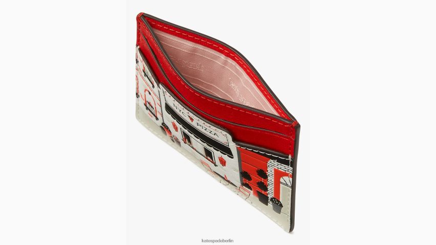 de Kate Spade Frauen Kartenetui aus scheibengeprägtem Leder leuchtend rotes Multi NB82J2418 Zubehör