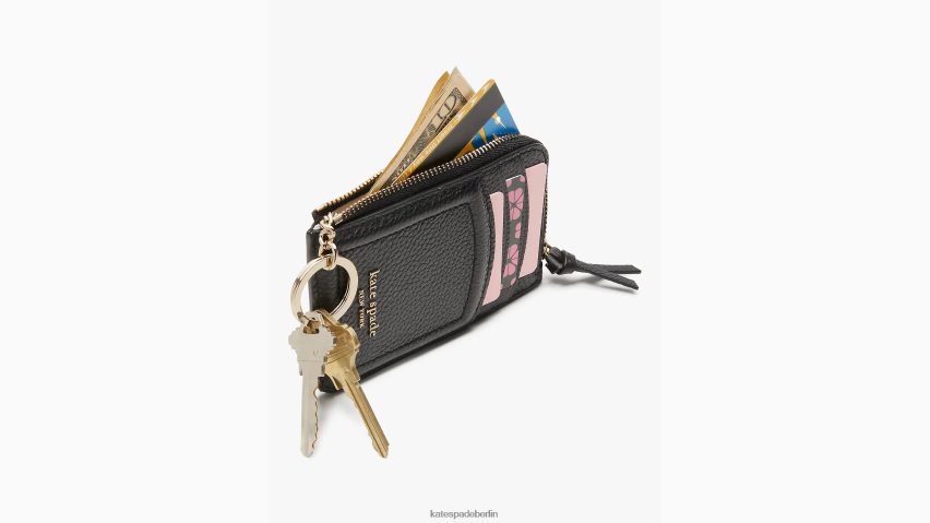 de Kate Spade Frauen Kartenetui mit geknotetem Reißverschluss Schwarz NB82J2468 Zubehör
