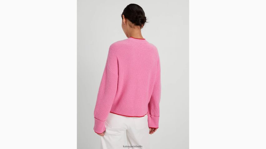 de Kate Spade Frauen Kaschmirpullover mit Spitzen Grapefruitlimonade/Flammenscharlachrot NB82J2904 Bekleidung