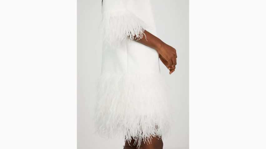 de Kate Spade Frauen Kleid aus Crêpe mit Federbesatz französische Sahne NB82J2775 Bekleidung