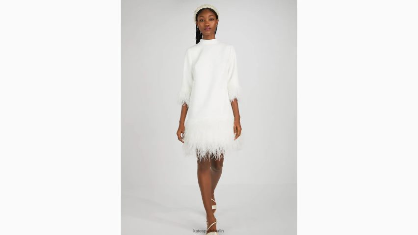 de Kate Spade Frauen Kleid aus Crêpe mit Federbesatz französische Sahne NB82J2775 Bekleidung