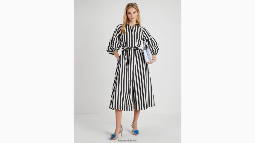 de Kate Spade Frauen Kleid aus Dakota mit Terrassenstreifen schwarz/creme NB82J2751 Bekleidung