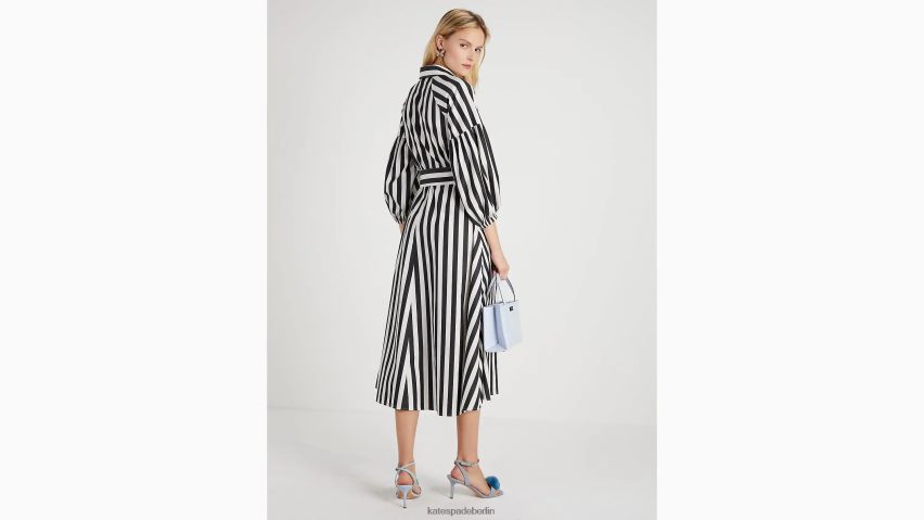 de Kate Spade Frauen Kleid aus Dakota mit Terrassenstreifen schwarz/creme NB82J2751 Bekleidung