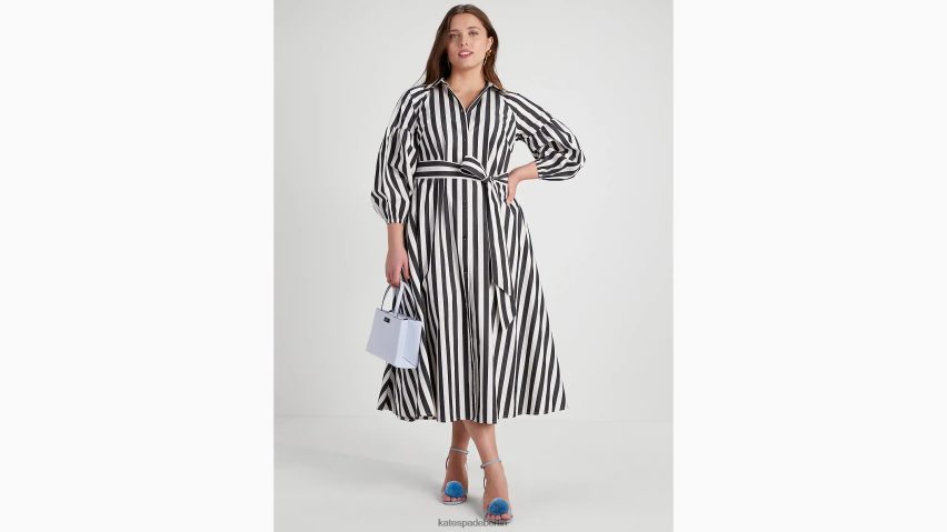 de Kate Spade Frauen Kleid aus Dakota mit Terrassenstreifen schwarz/creme NB82J2751 Bekleidung