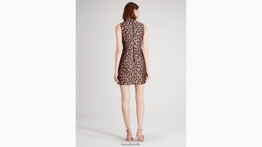 de Kate Spade Frauen Kleid mit Leoparden-Jacquard-Knoten geröstete Cashewnüsse NB82J2947 Bekleidung