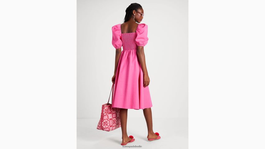 de Kate Spade Frauen Kleid mit verdrehtem Oberteil und Puffärmeln dunkelrosa Wolke NB82J2752 Bekleidung