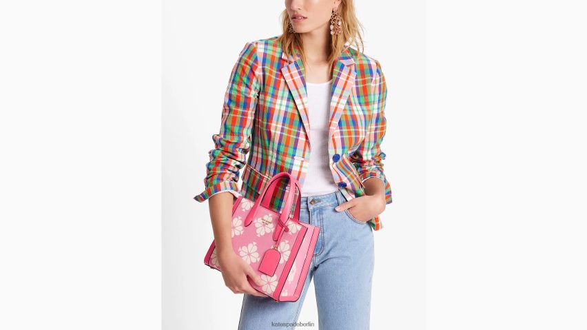 de Kate Spade Frauen Kleine Manhattan-Tasche aus zweifarbigem Canvas mit Blumenmuster Bommel rosa bunt NB82J2287 Zubehör