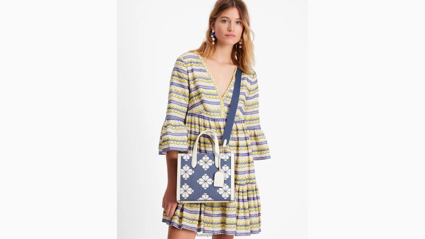 de Kate Spade Frauen Kleine Manhattan-Tasche aus zweifarbigem Canvas mit Blumenmuster Halo weiß multi NB82J2286 Zubehör