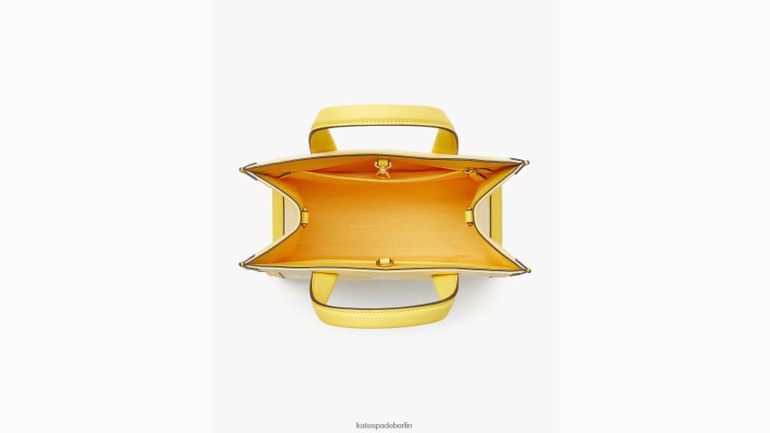 de Kate Spade Frauen Kleine Manhattan-Tasche aus zweifarbigem Canvas mit Blumenmuster Löwenzahngelb multi NB82J2284 Zubehör