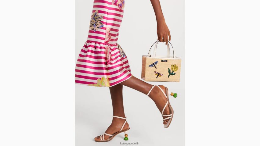 de Kate Spade Frauen Kleine Tragetasche aus Stroh mit Libellenverzierung von Sam Icon natürliches Multi NB82J2157 Zubehör