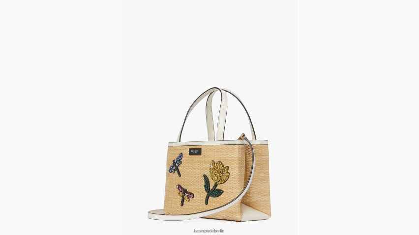 de Kate Spade Frauen Kleine Tragetasche aus Stroh mit Libellenverzierung von Sam Icon natürliches Multi NB82J2157 Zubehör
