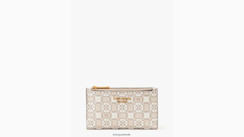 de Kate Spade Frauen Kleine schlanke Bifold-Geldbörse aus beschichtetem Canvas mit Blumenmonogramm natürliches Multi NB82J2419 Zubehör