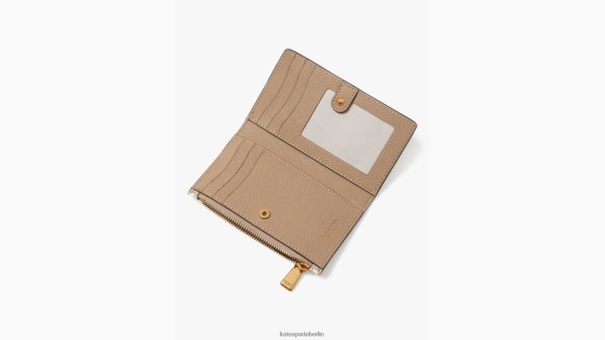 de Kate Spade Frauen Kleine schlanke Bifold-Geldbörse aus beschichtetem Canvas mit Blumenmonogramm natürliches Multi NB82J2419 Zubehör