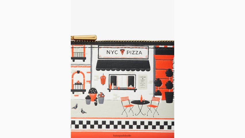 de Kate Spade Frauen Kleine schlanke Bifold-Geldbörse aus geprägtem Leder in Scheibenform leuchtend rotes Multi NB82J2441 Zubehör