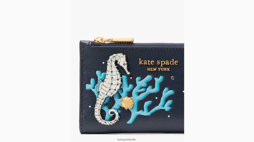 de Kate Spade Frauen Kleine schlanke Bifold-Geldbörse mit Muschelverzierung Blazer blau multi NB82J2343 Zubehör