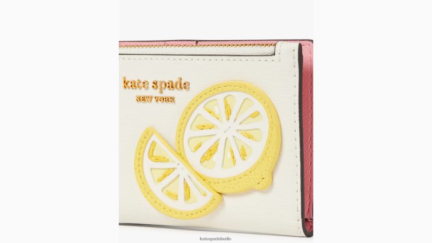 de Kate Spade Frauen Kleines schlankes Bifold-Portemonnaie mit Zitronentropfen-Applikation Halo weiß multi NB82J2382 Zubehör