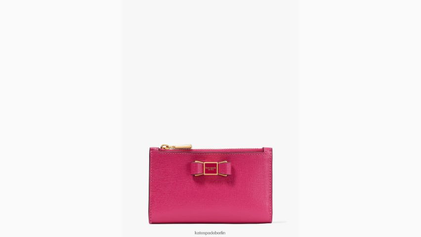 de Kate Spade Frauen Kleines schlankes Portemonnaie mit Morgan-Schleife Rosa Pflaume NB82J2372 Zubehör