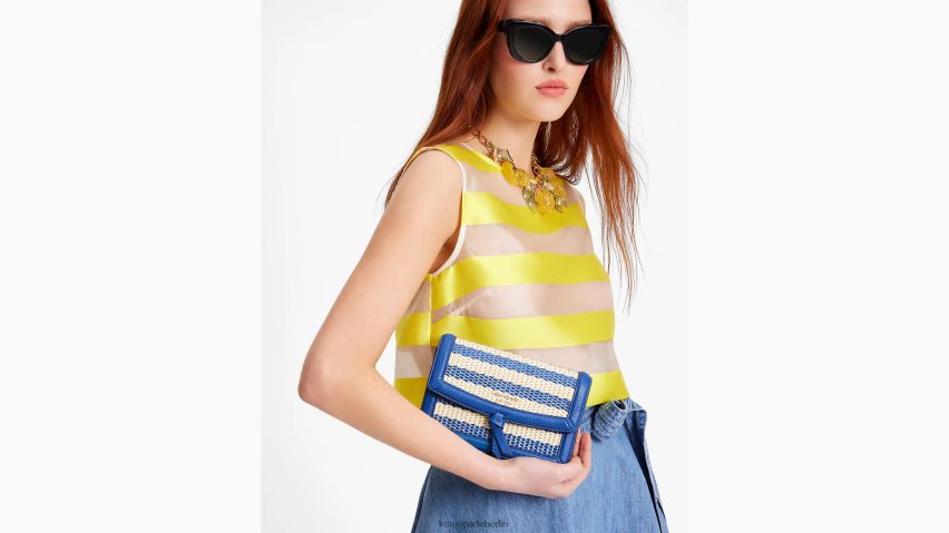 de Kate Spade Frauen Knott gestreifte Umhängetasche mit Klappe klassisches Blau-Multi NB82J2327 Zubehör