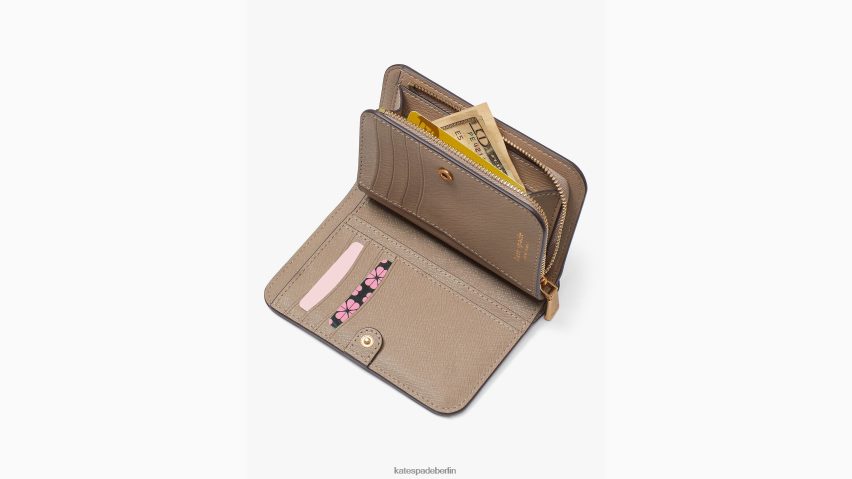 de Kate Spade Frauen Kompakte Geldbörse aus beschichtetem Canvas mit Blumenmonogramm natürliches Multi NB82J2436 Zubehör