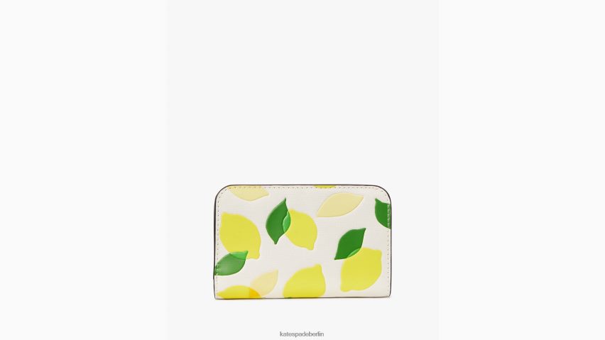 de Kate Spade Frauen Kompaktes Portemonnaie mit Prägung „Morgan Lemon Toss“ Pergament multi NB82J2364 Zubehör