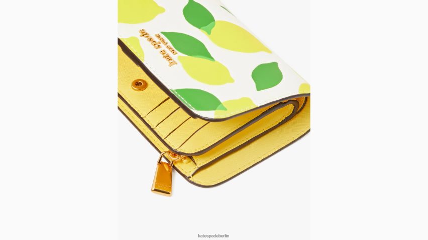de Kate Spade Frauen Kompaktes Portemonnaie mit Prägung „Morgan Lemon Toss“ Pergament multi NB82J2364 Zubehör
