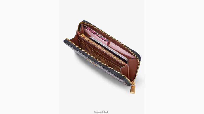 de Kate Spade Frauen Kontinentales Portemonnaie aus beschichtetem Canvas mit Blumenmonogramm und Reißverschluss Weltraum Multi NB82J2428 Zubehör