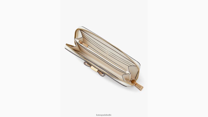 de Kate Spade Frauen Kontinentales Portemonnaie mit umlaufendem Reißverschluss und Morgan-Schleife Pergament NB82J2444 Zubehör