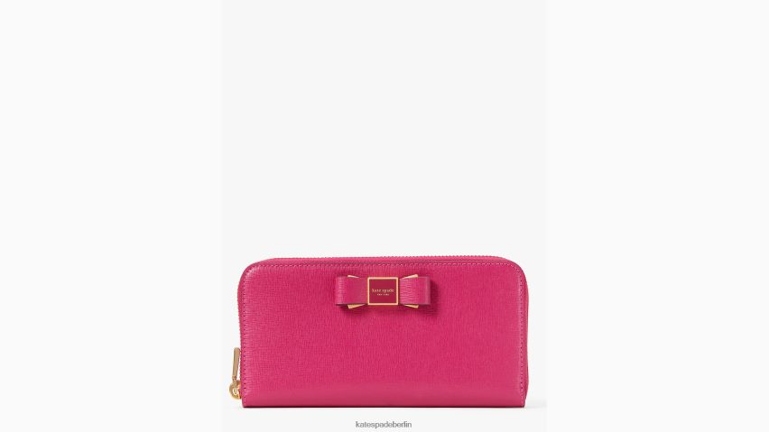 de Kate Spade Frauen Kontinentales Portemonnaie mit umlaufendem Reißverschluss und Morgan-Schleife Rosa Pflaume NB82J2445 Zubehör