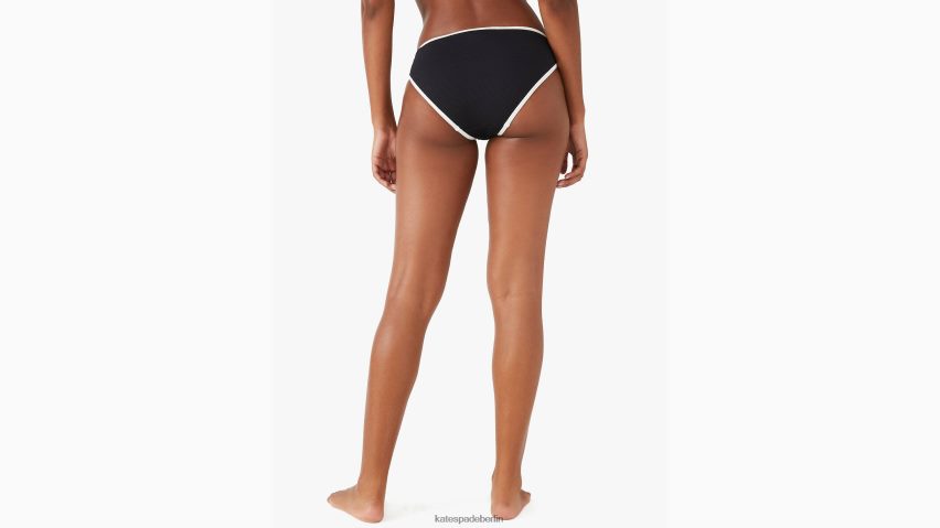 de Kate Spade Frauen Kontrastierendes Piqué-Bikiniunterteil Schwarz NB82J2949 Bekleidung