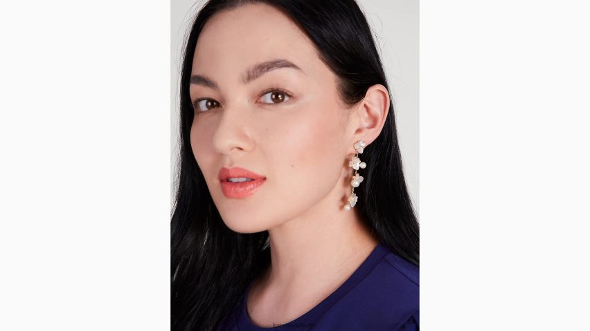 de Kate Spade Frauen Kostbare lineare Stiefmütterchen-Statement-Ohrringe Weiß-Multi/Gold NB82J21118 Zubehör