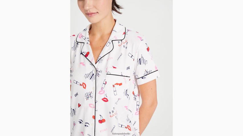 de Kate Spade Frauen Kurzes Pyjama-Set mit Liebe mit Liebesaufdruck NB82J2845 Bekleidung