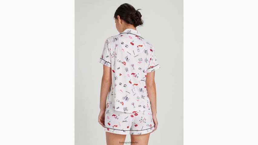 de Kate Spade Frauen Kurzes Pyjama-Set mit Liebe mit Liebesaufdruck NB82J2845 Bekleidung