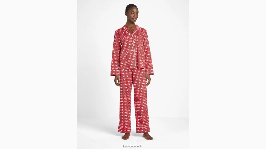 de Kate Spade Frauen Langes Pyjama-Set Herz-Geodruck NB82J2902 Bekleidung