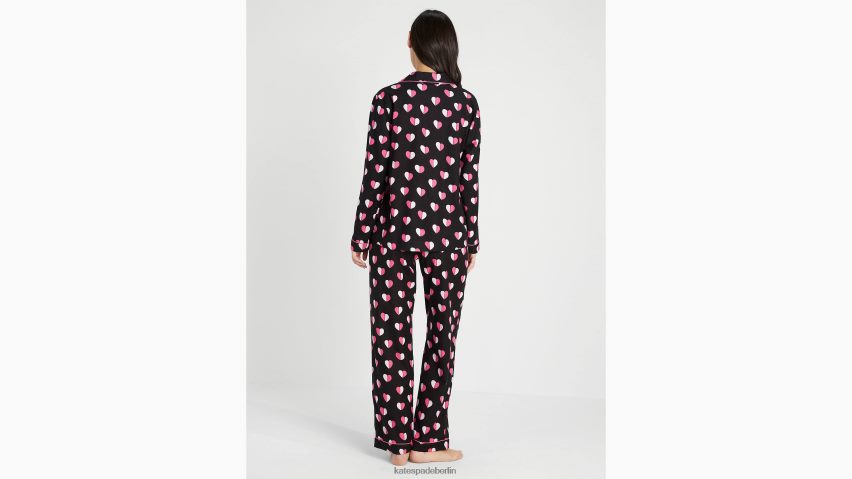 de Kate Spade Frauen Langes Pyjama-Set aus Flanell Geo-Herzdruck NB82J2893 Bekleidung