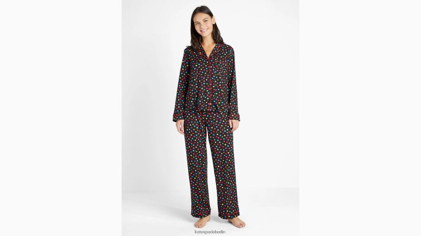 de Kate Spade Frauen Langes Pyjama-Set festliche Punkte NB82J2896 Bekleidung
