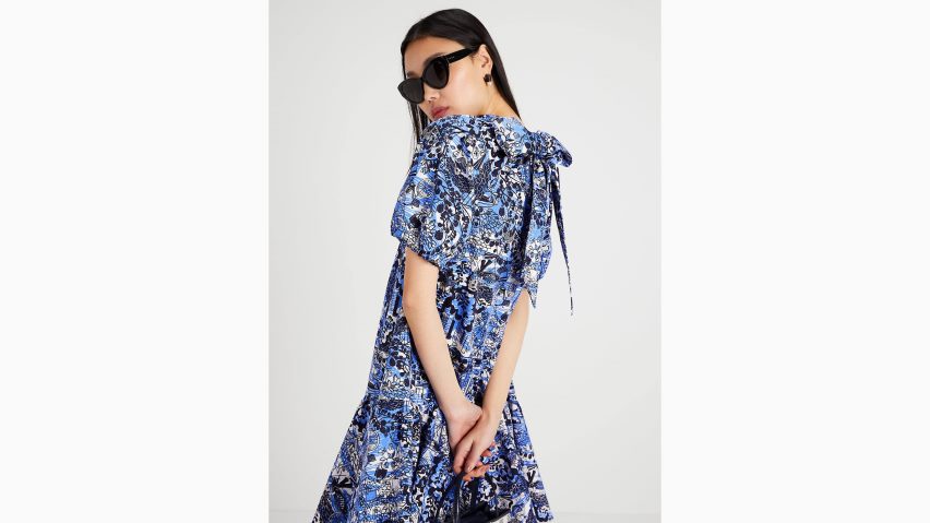 de Kate Spade Frauen Malerisches Spaziergangskleid mit Raffhalter Blazer blau NB82J2755 Bekleidung