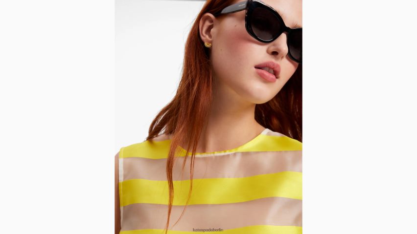 de Kate Spade Frauen Markisenstreifen-Organza-Schale Cadmiumgelb/Creme NB82J2725 Bekleidung