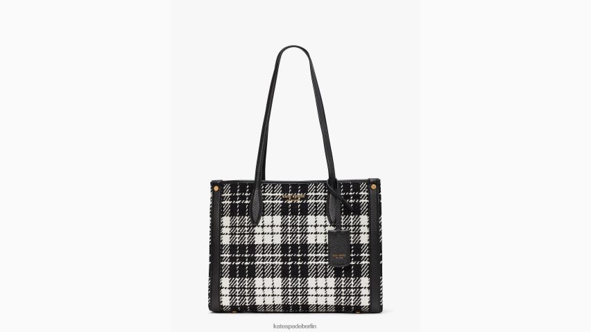 de Kate Spade Frauen Marktübliche mittelgroße Tragetasche aus kariertem Jacquard schwarz-multi NB82J2334 Zubehör