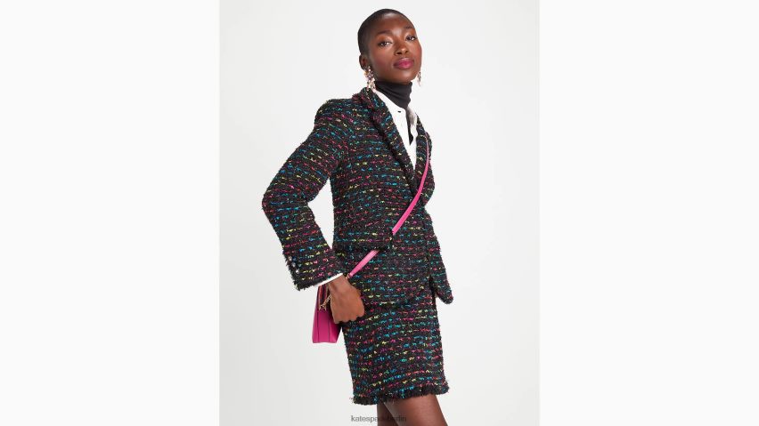 de Kate Spade Frauen Metallic-Tweed-Blazer schwarz-multi NB82J2887 Bekleidung