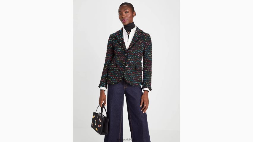 de Kate Spade Frauen Metallic-Tweed-Blazer schwarz-multi NB82J2887 Bekleidung