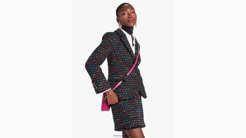 de Kate Spade Frauen Metallic-Tweed-Blazer schwarz-multi NB82J2887 Bekleidung